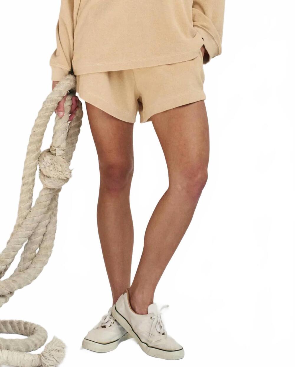 NEW THE GREAT. micro terry swing short in beige